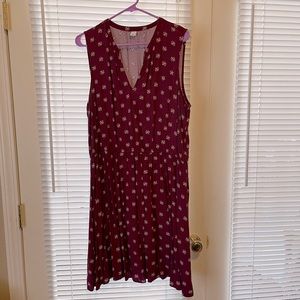 Maroon boho style dress.
